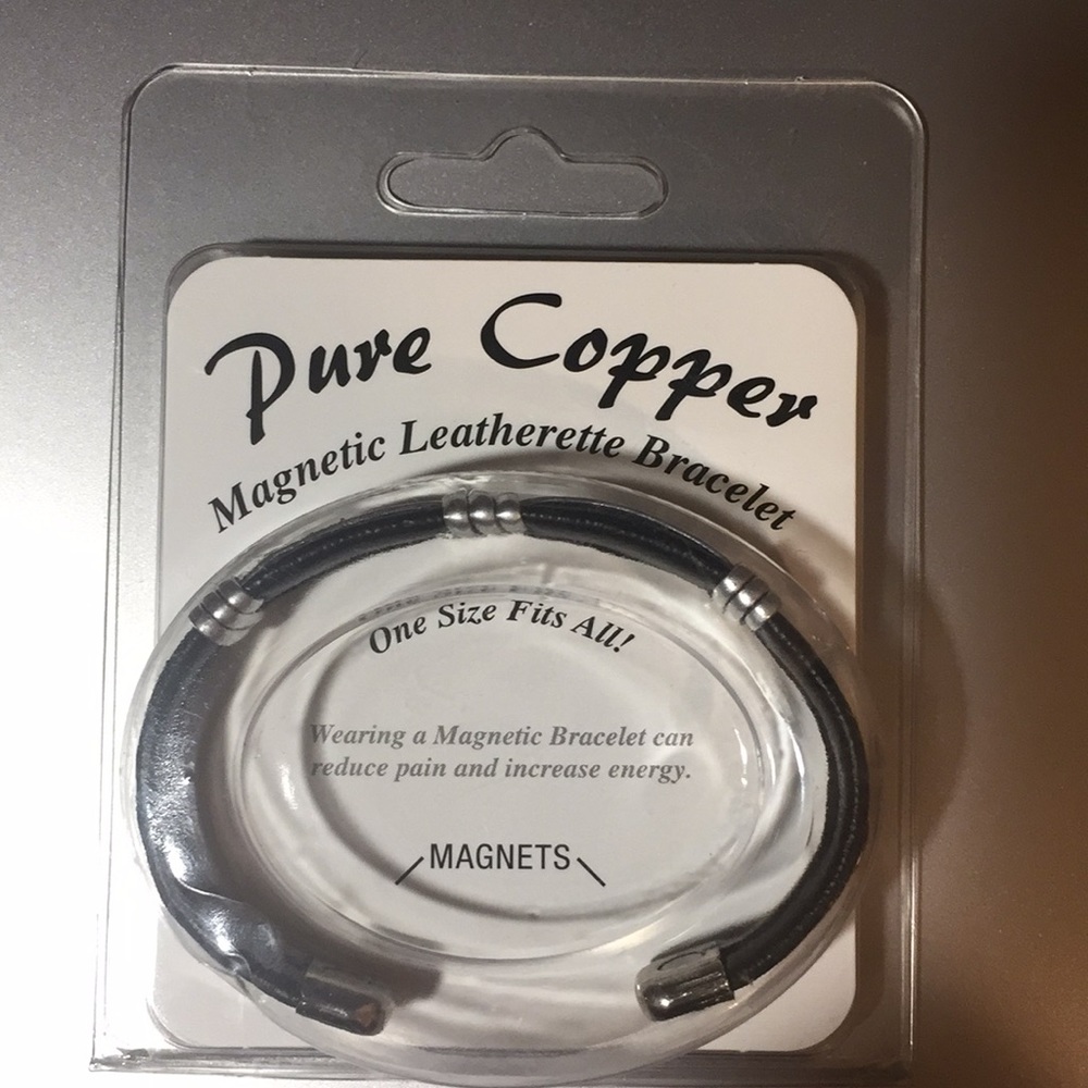 Pure copper magnetic leatherette bracelet